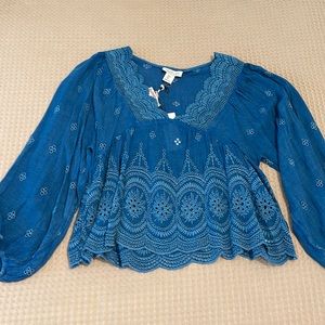 Rachel Zoe Blue Bohemian Top